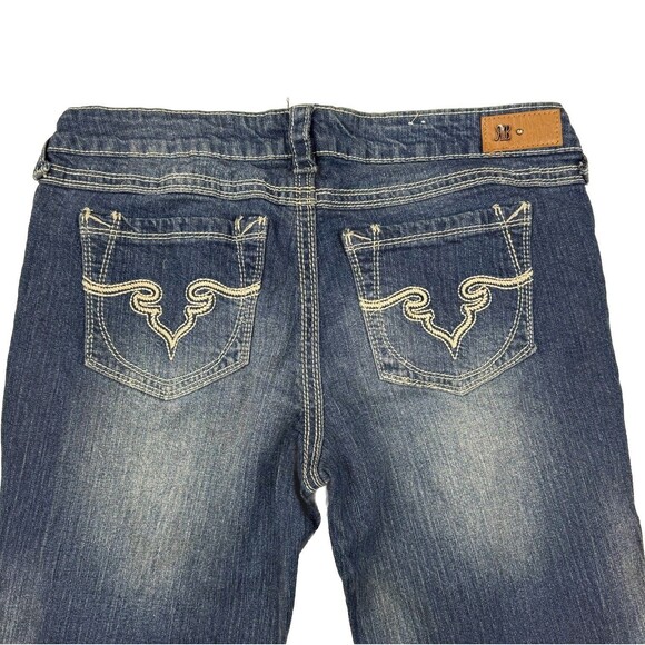 Royal Blue Jeans Women’s Size 13/30 Bootcut Low Rise Blue Denim Y2K Embroidered - Picture 5 of 11